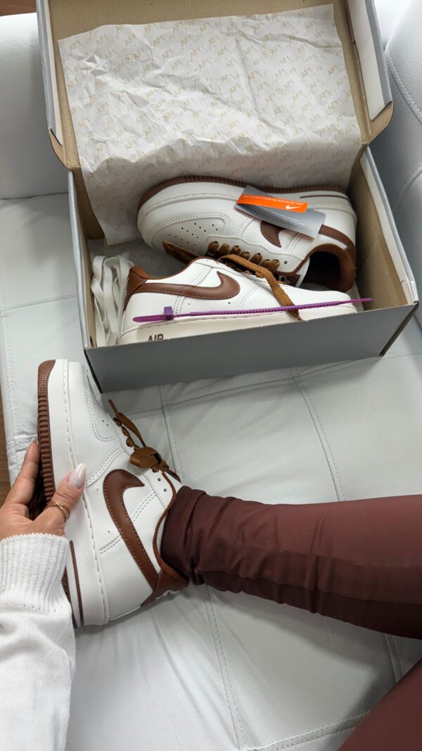 Tênis Casual Air Force Luxury Line White Brown - Imagem 3
